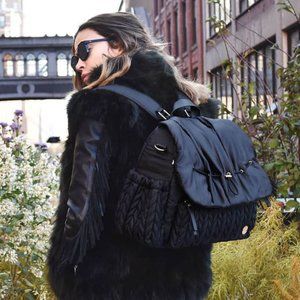 HAPP Black Levy Backpack Diaper Bag with Packing Pouches and Changing Pad